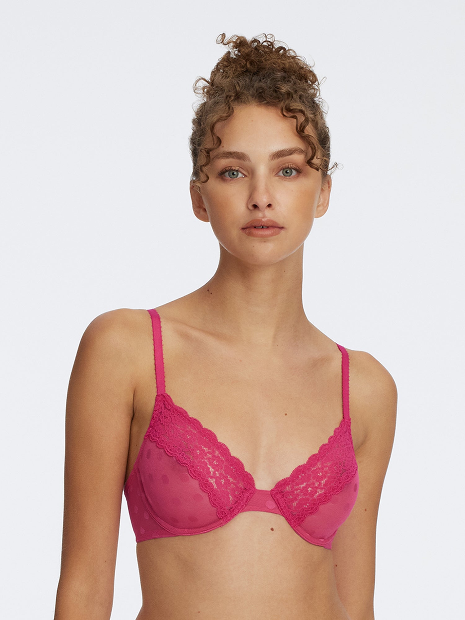 Dare Dot Plunge Unlined Bra - Hot Pink