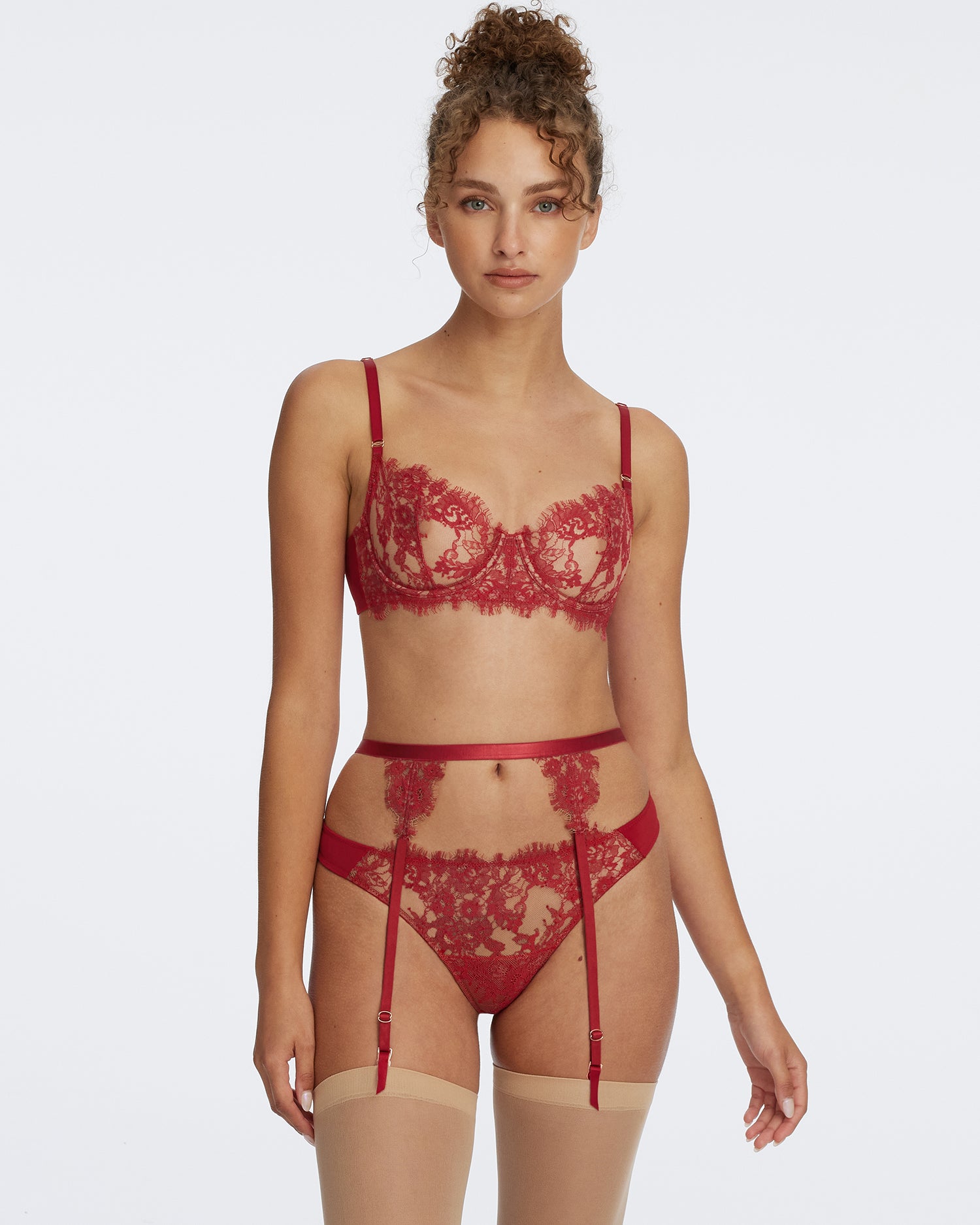 Entice Lace Balconette Bra - Lipstick Red