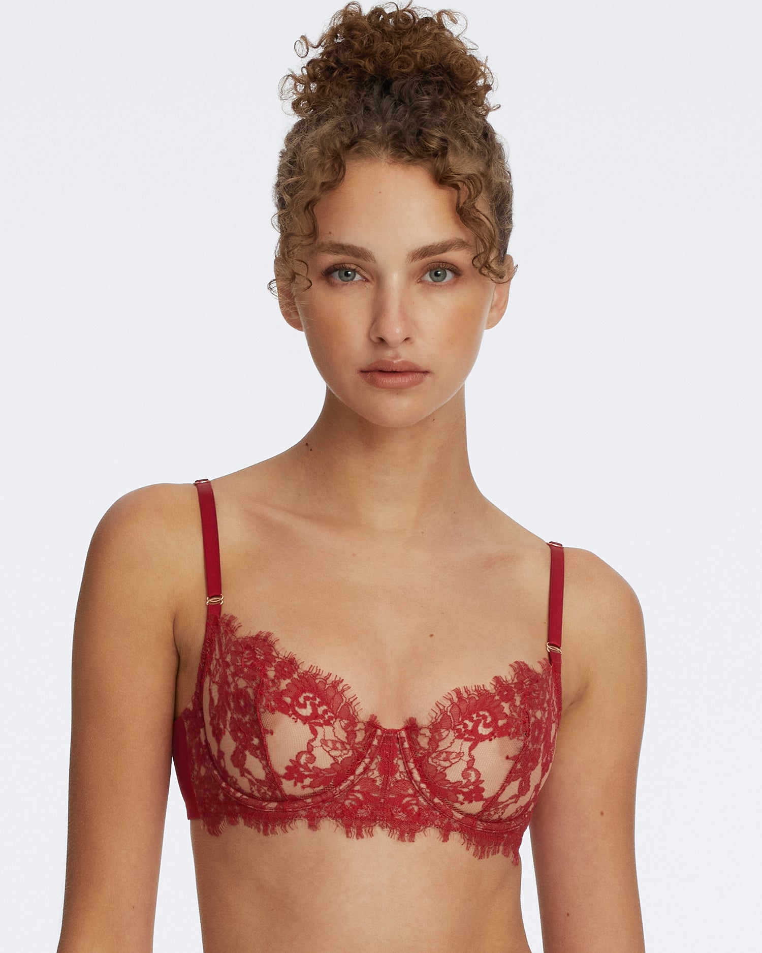 Entice Lace Balconette Bra - Lipstick Red