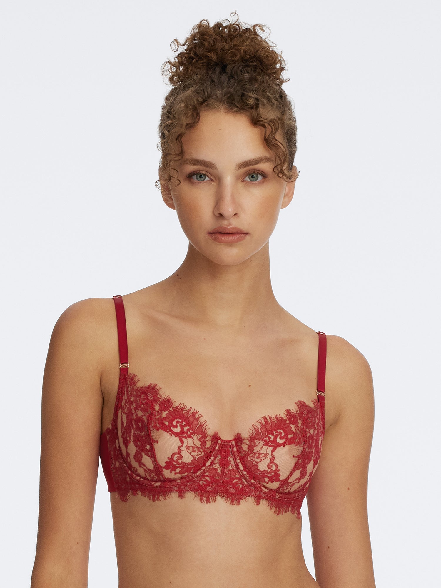 Entice Lace Balconette Bra - Lipstick Red