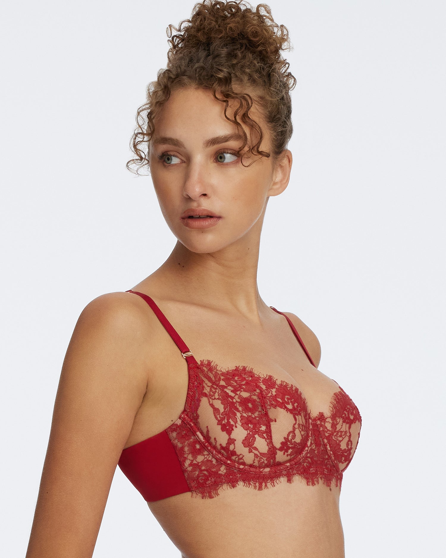 Entice Lace Balconette Bra - Lipstick Red