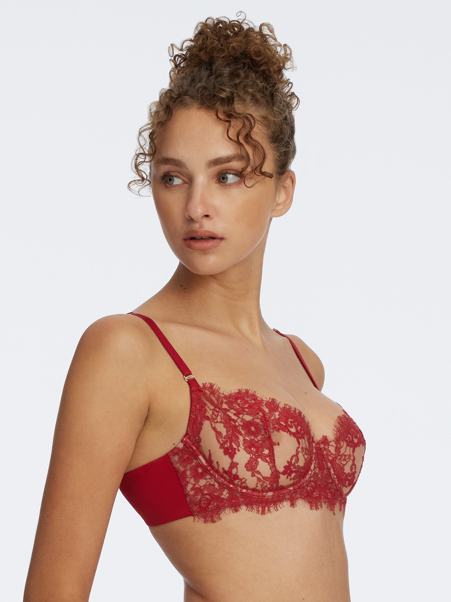 Entice Lace Balconette Bra - Lipstick Red