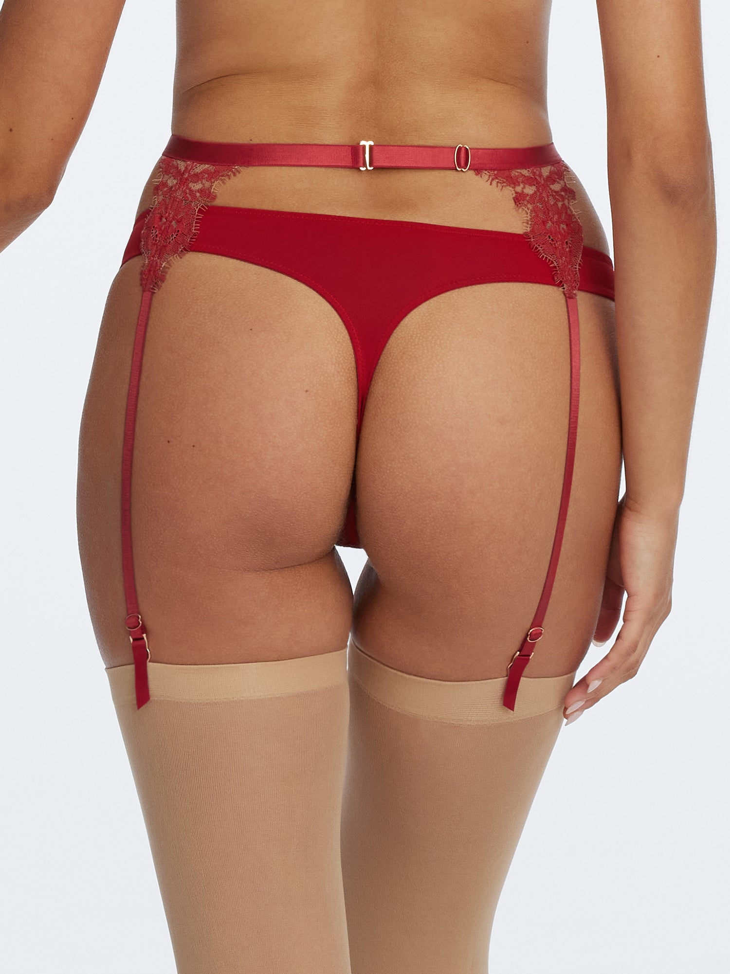 Entice Front Lace Thong - Lipstick Red