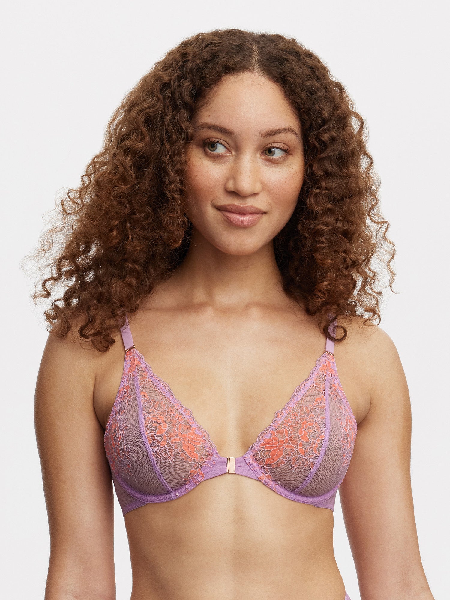 Flaunt Front Close Lace Bra - Purple