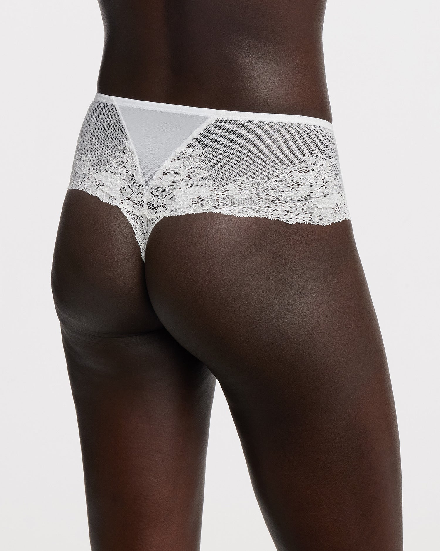 Flaunt Lace High Waist Thong - White