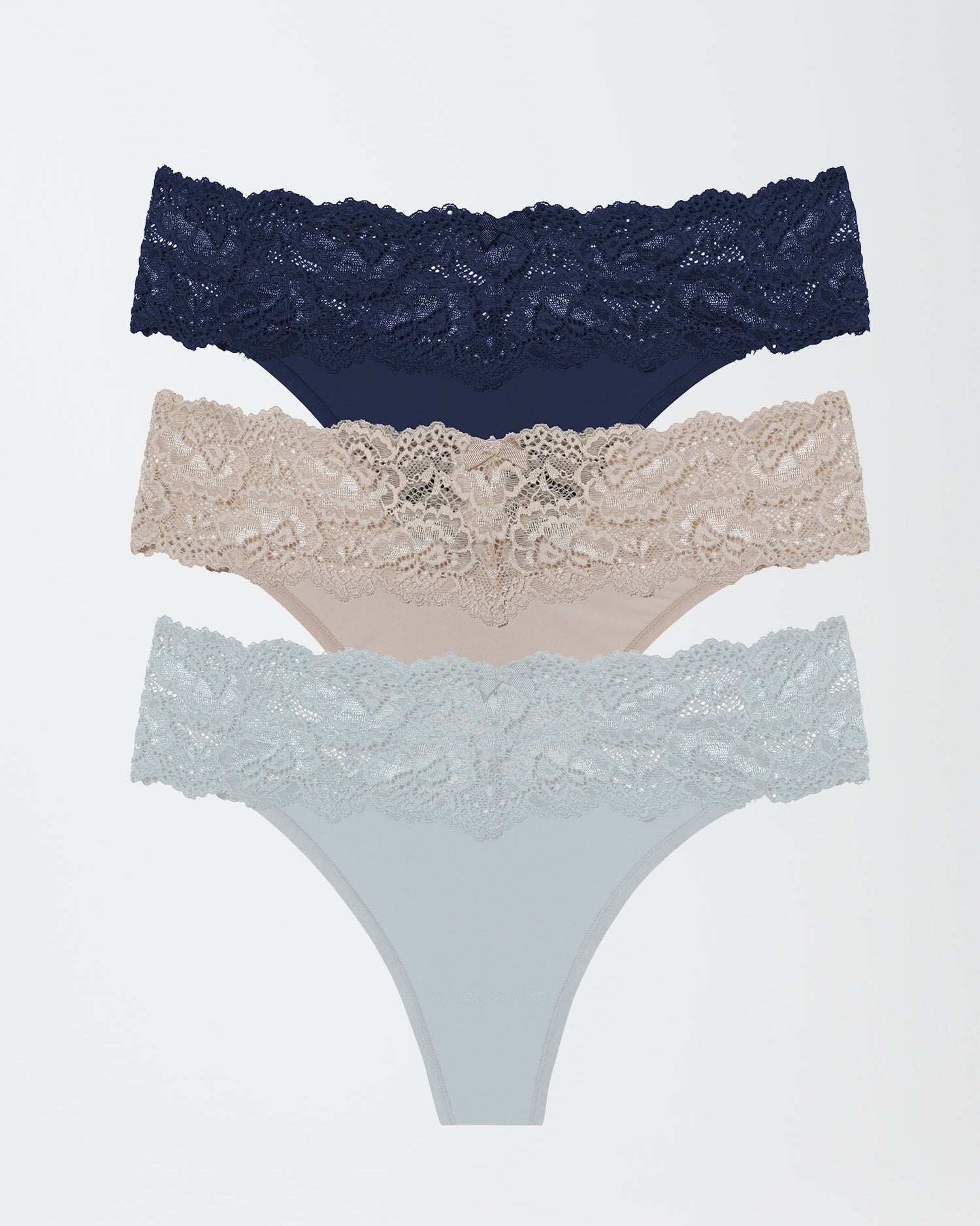 Goddess Thong 3 Pack - Blue and Nude