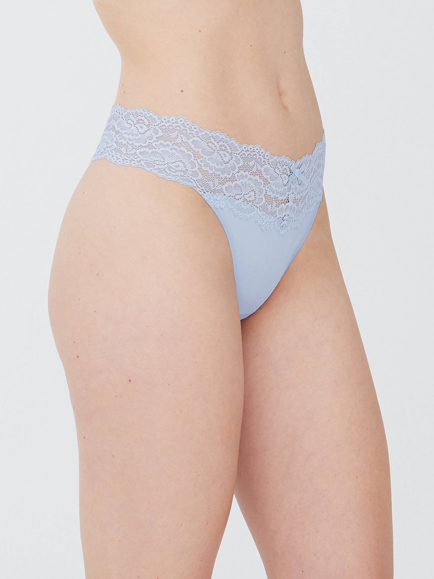 Goddess Lace Trim Thong 3 Pack - Blue