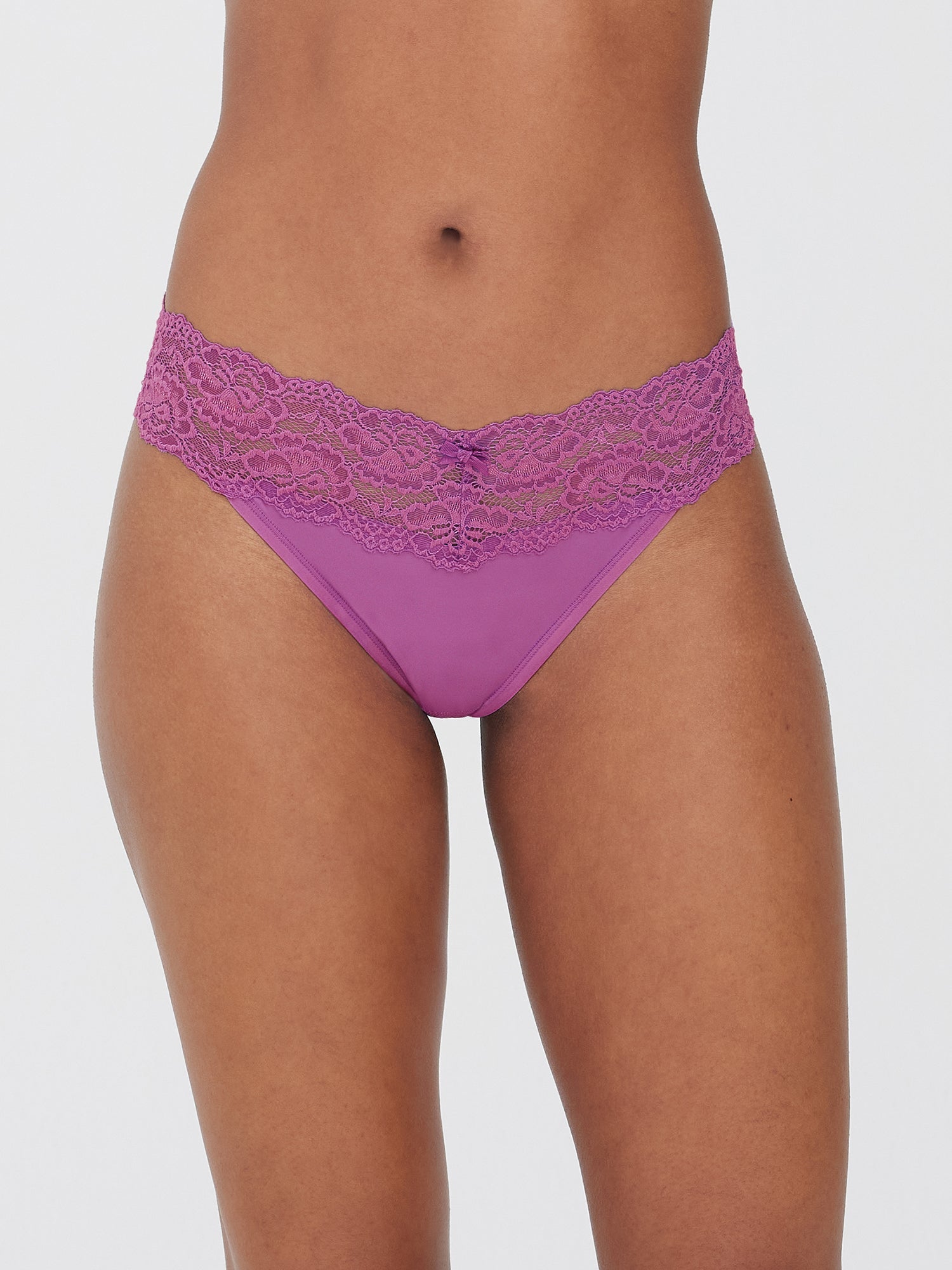 Goddess Lace Trim Thong 3 Pack - Purple