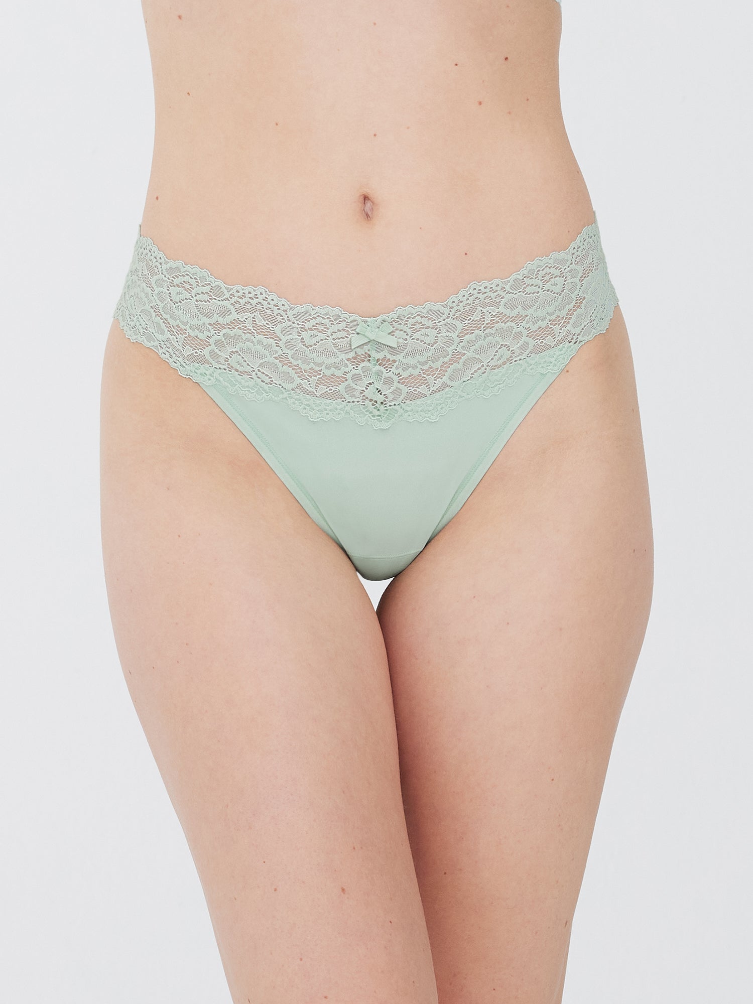 Goddess Lace Trim Thong 3 Pack - Mint