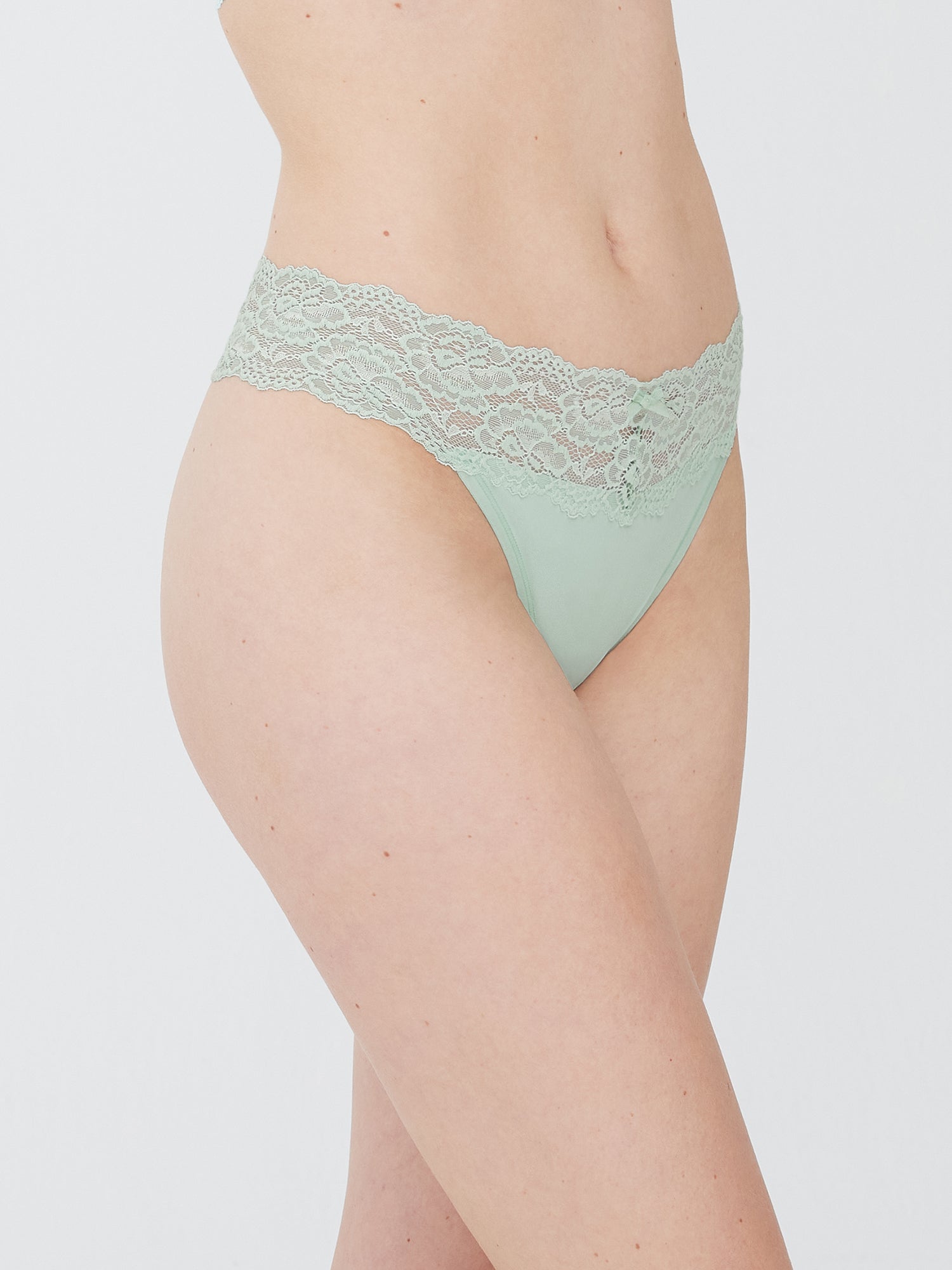 Goddess Lace Trim Thong 3 Pack - Mint