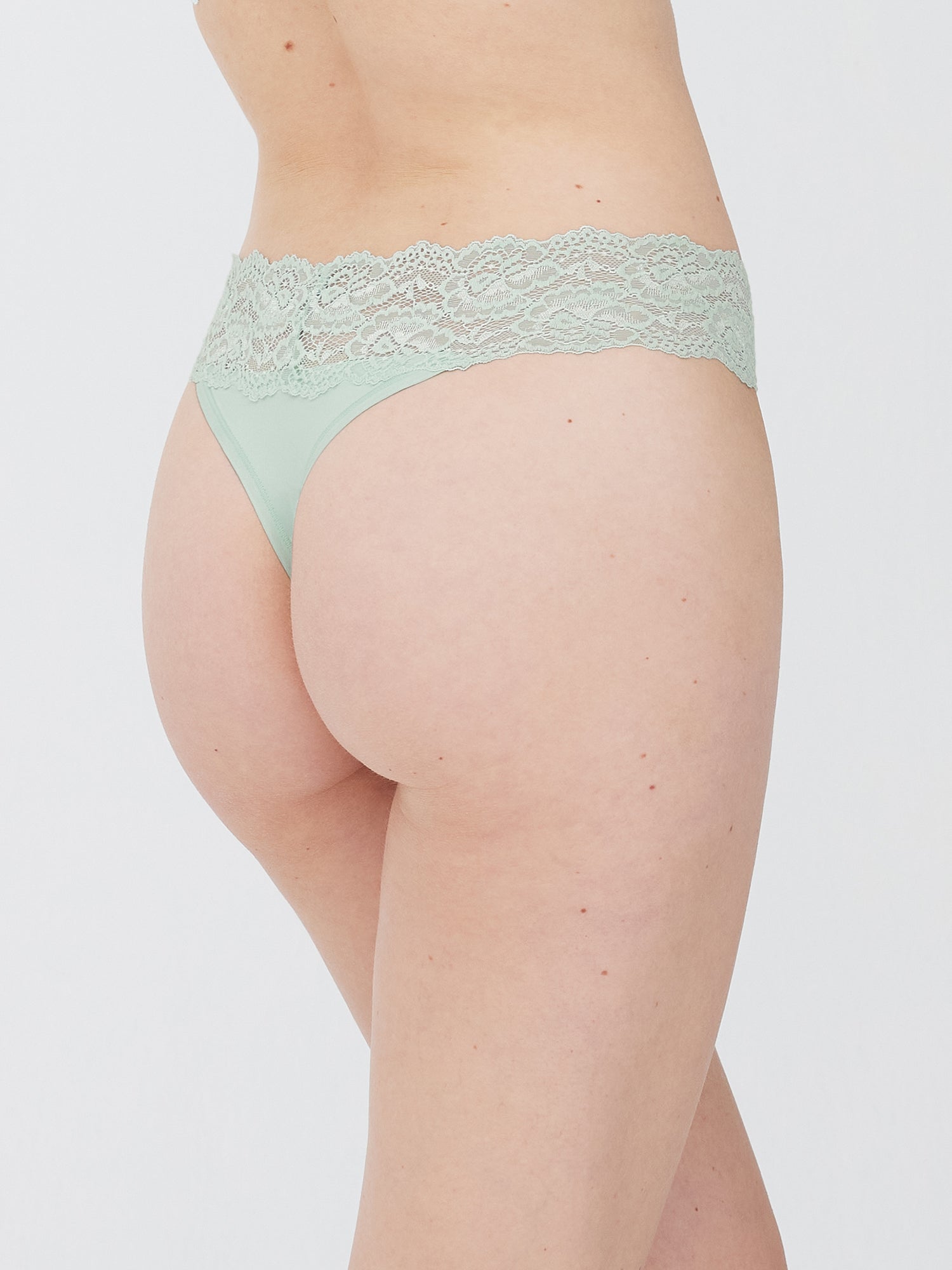 Goddess Lace Trim Thong 3 Pack - Mint