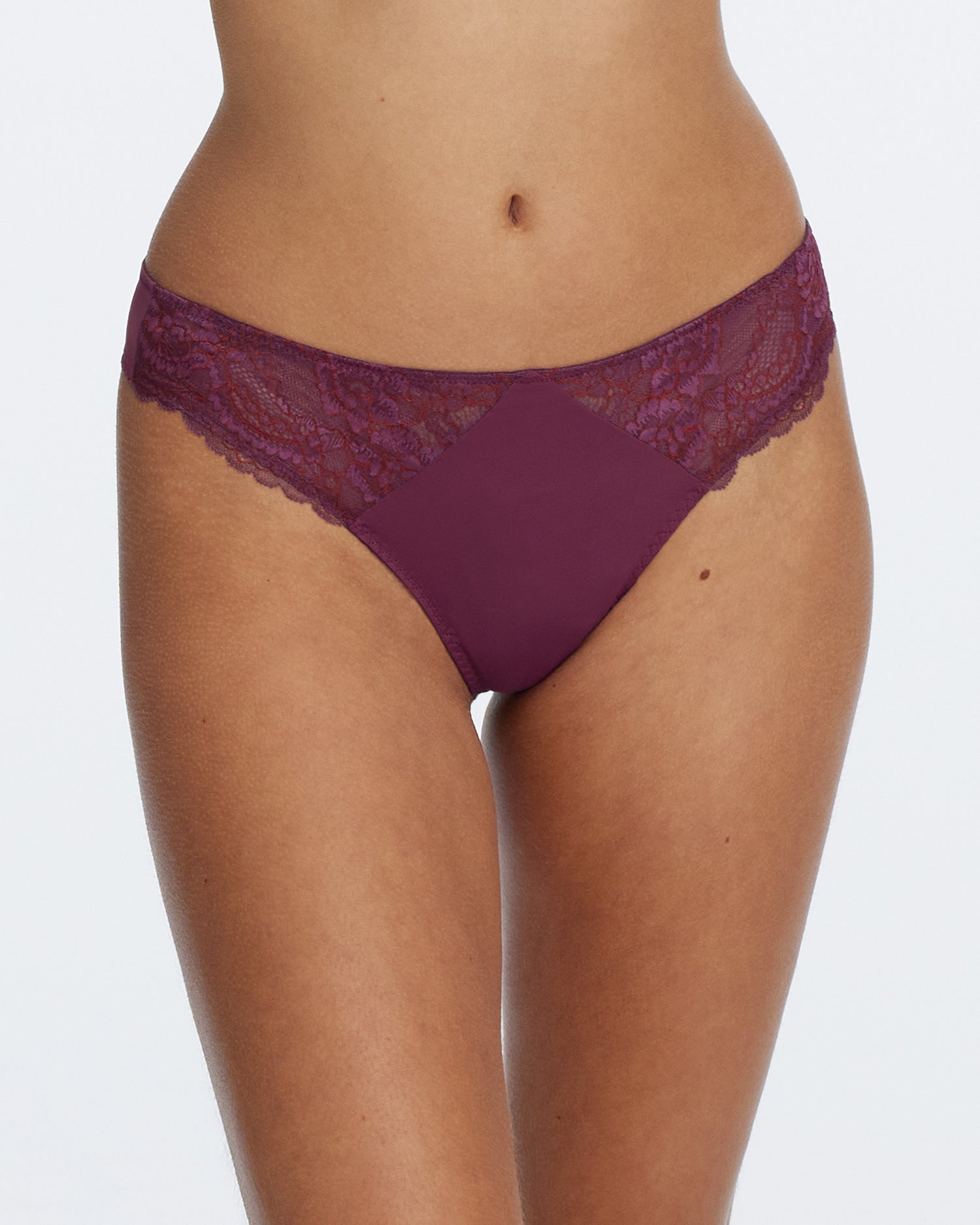 Minx Lace Thong - Grappa Purple
