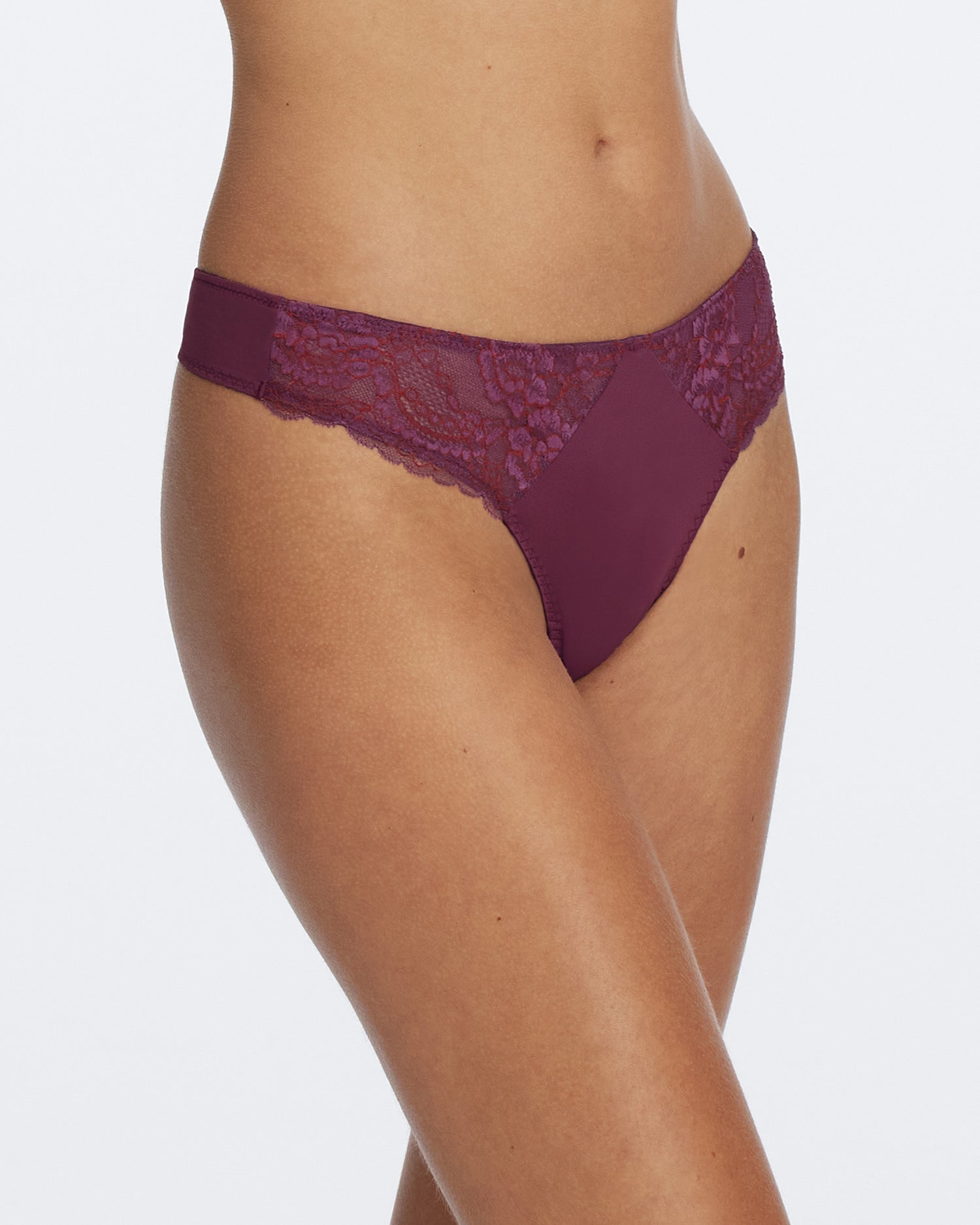 Minx Lace Thong - Grappa Purple