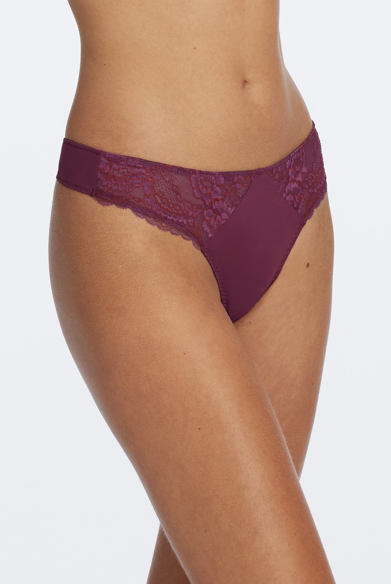 Minx Lace Thong - Grappa Purple