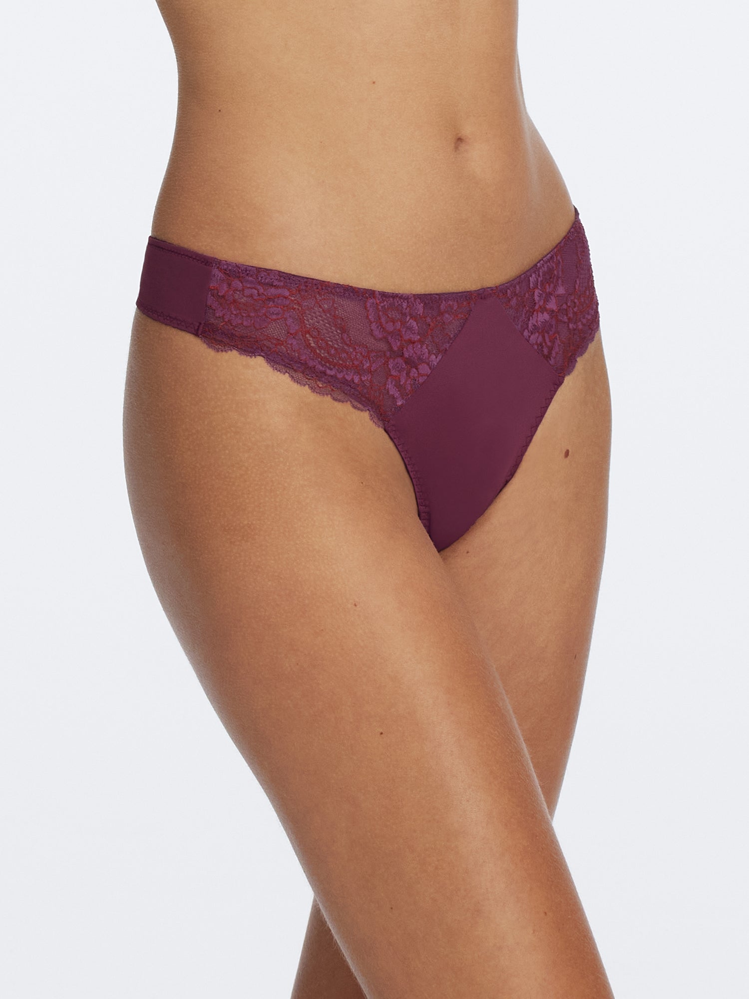 Minx Lace Thong - Grappa Purple