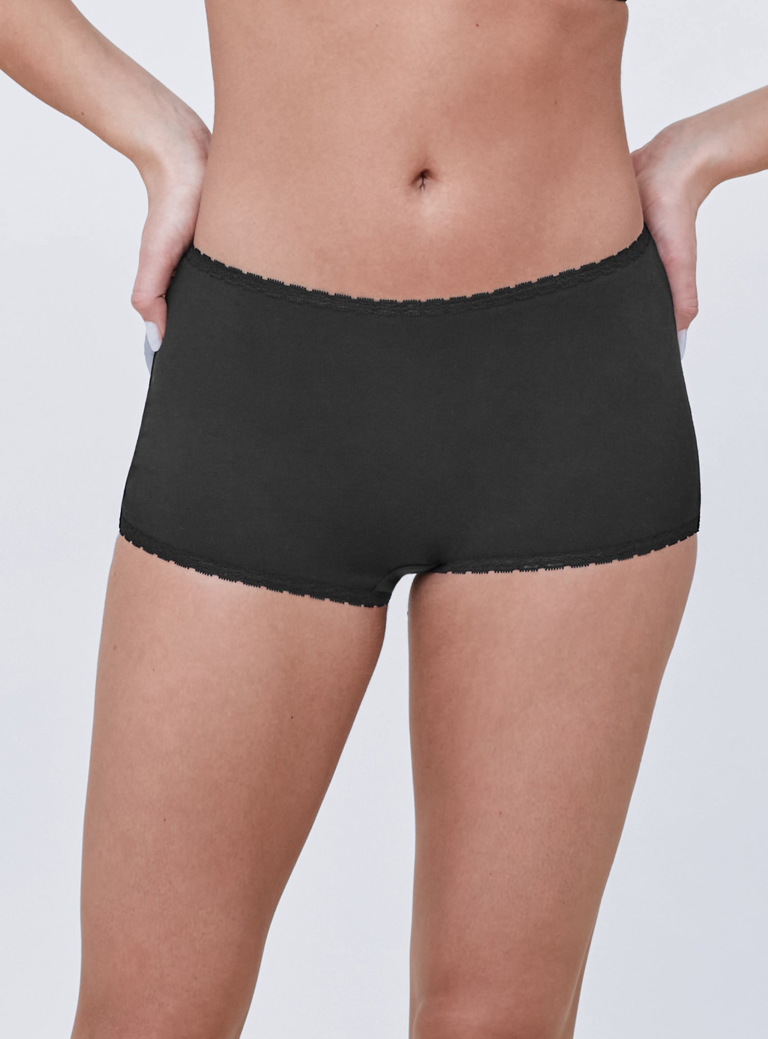 Adorned Cotton Boyshort Underwear Black