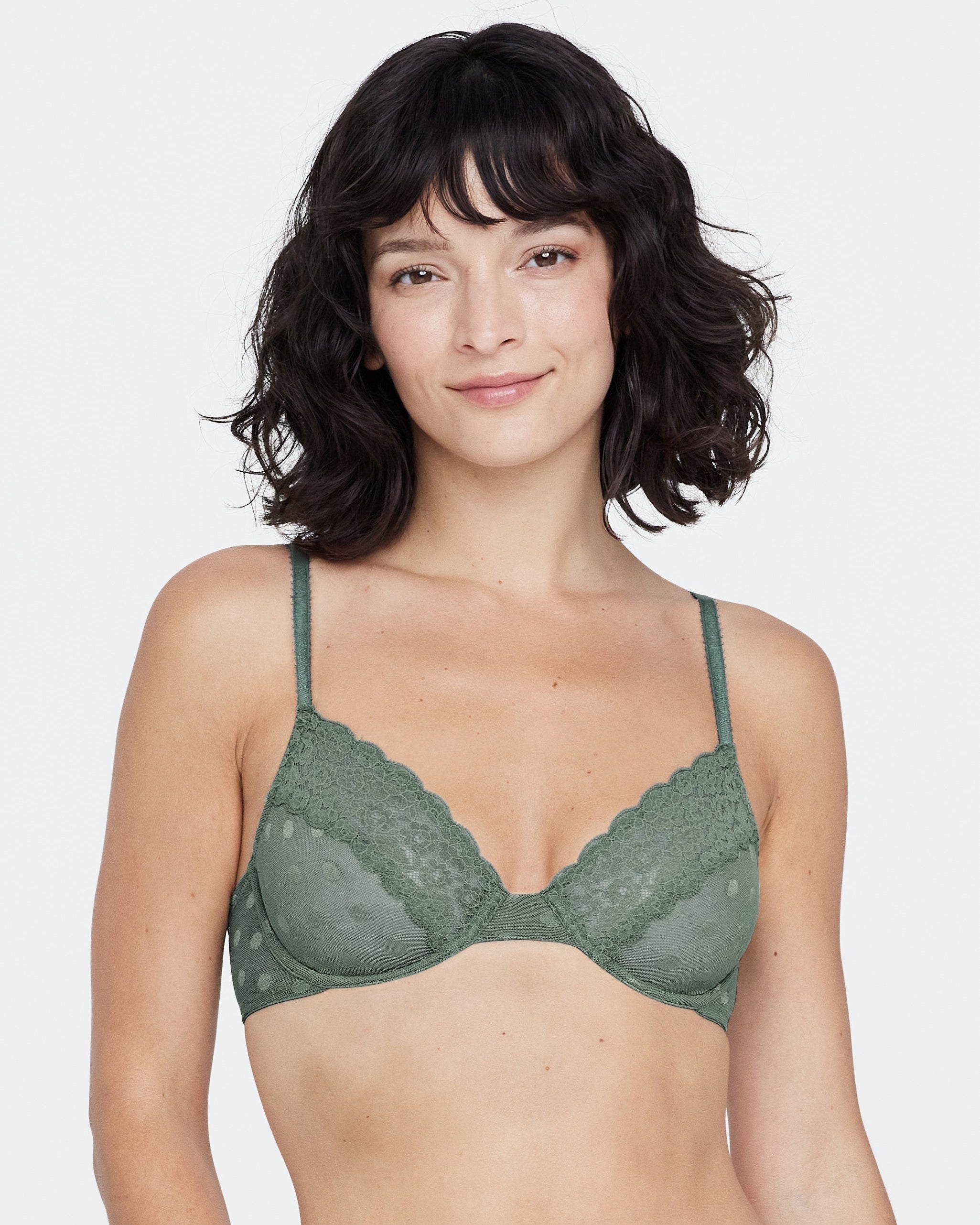 Dare Dot Plunge Unlined Bra - Olive