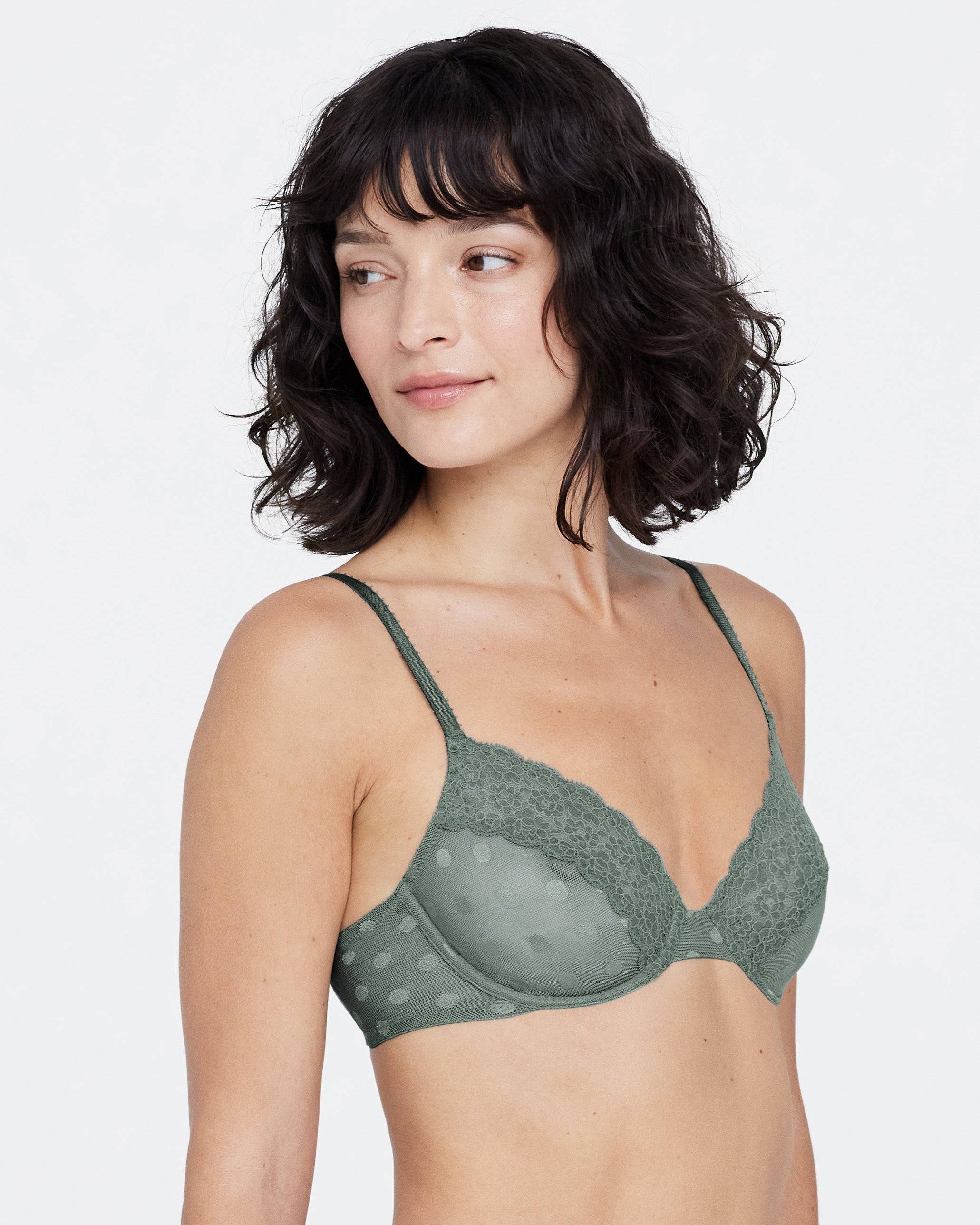 Dare Dot Plunge Unlined Bra - Olive