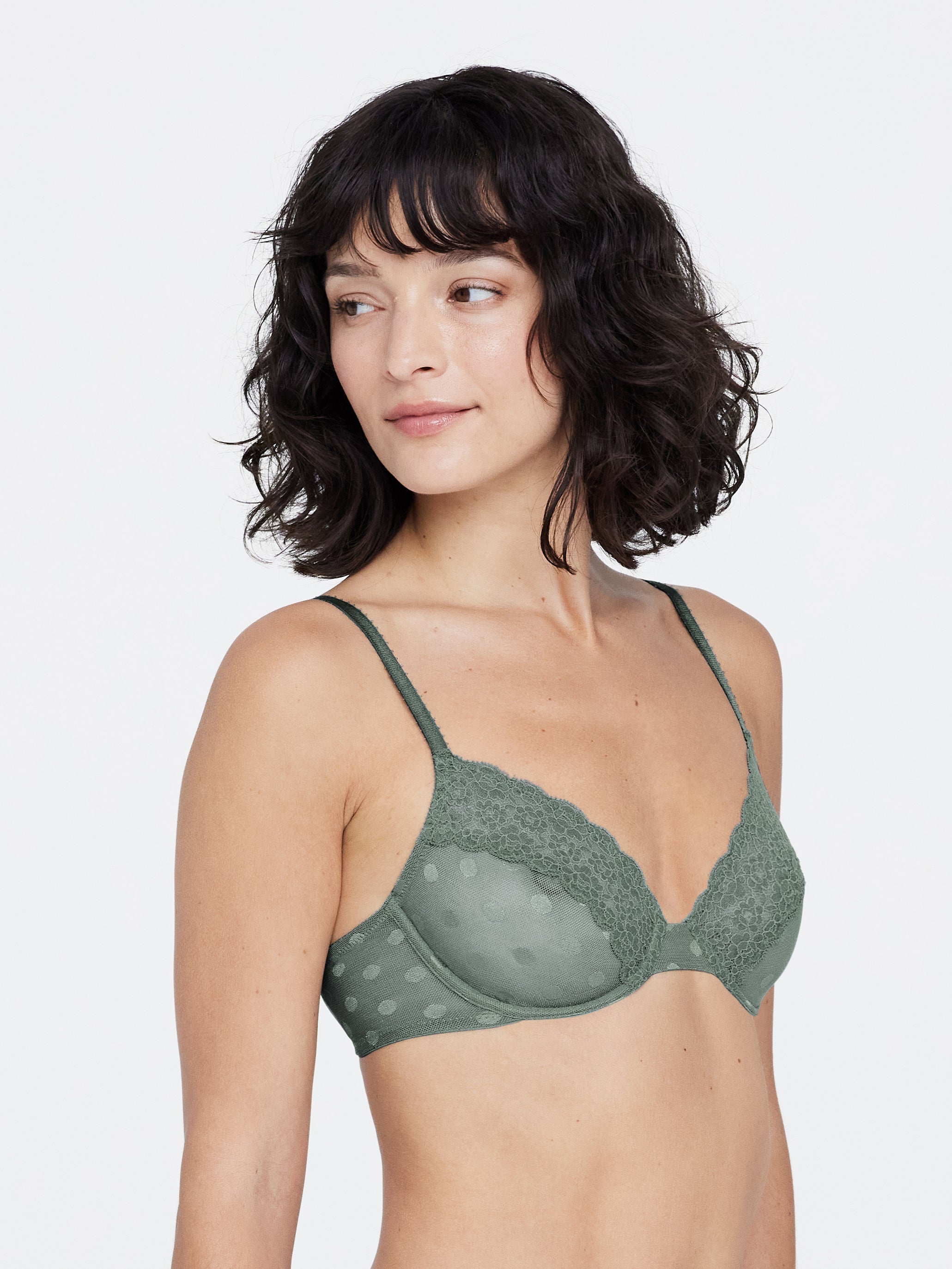 Dare Dot Plunge Unlined Bra - Olive
