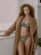 Entice Front Lace Thong - Deep Sea Ginger