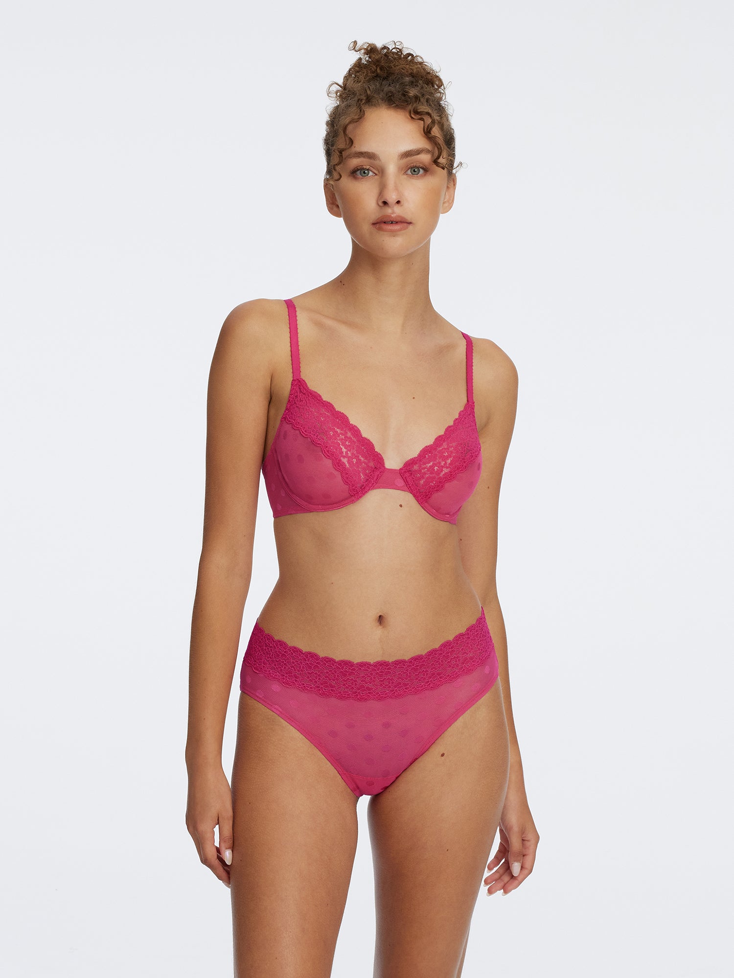 Dare Dot Plunge Unlined Bra - Hot Pink