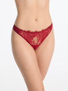 Skarlett Blue Entice Front Lace Thong in Scarlet - front