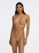 Impress Floral Lace Balconette Bra and Thong Set- Nude