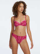 Impress Floral Lace Balconette Bra and Thong Set- Pink