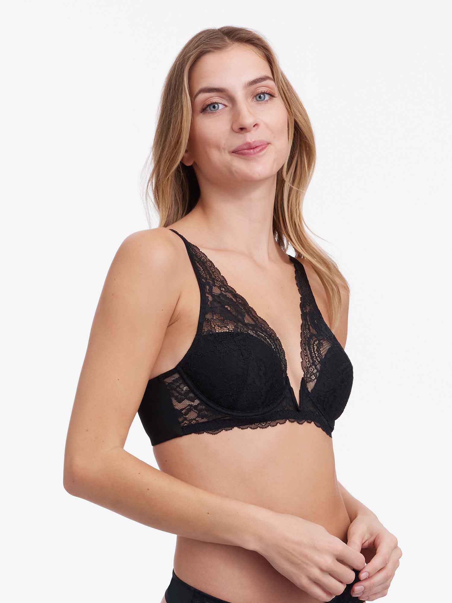 Skarlett Blue Minx Balconette Bra - 38DD, Black Lace Unlined Underwire Bra