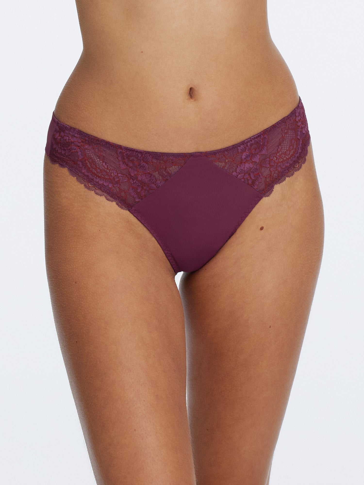 Minx Lace Thong - Grappa Purple