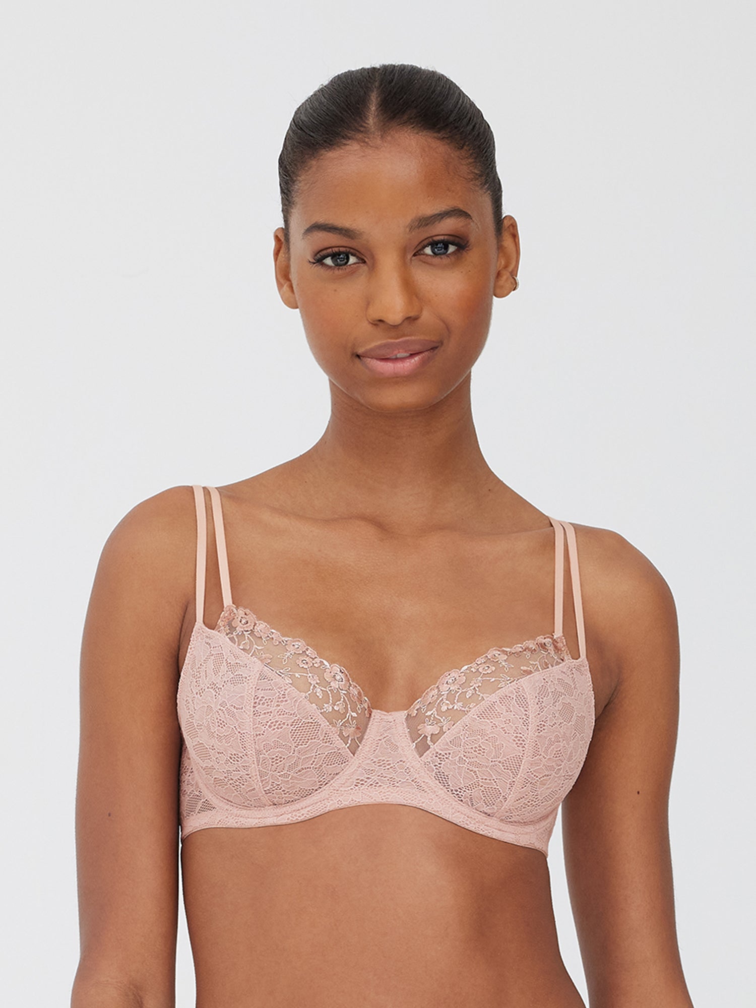 Victorias Secret Strappy back Unlined Lace front close Bralette Bra pink  Small