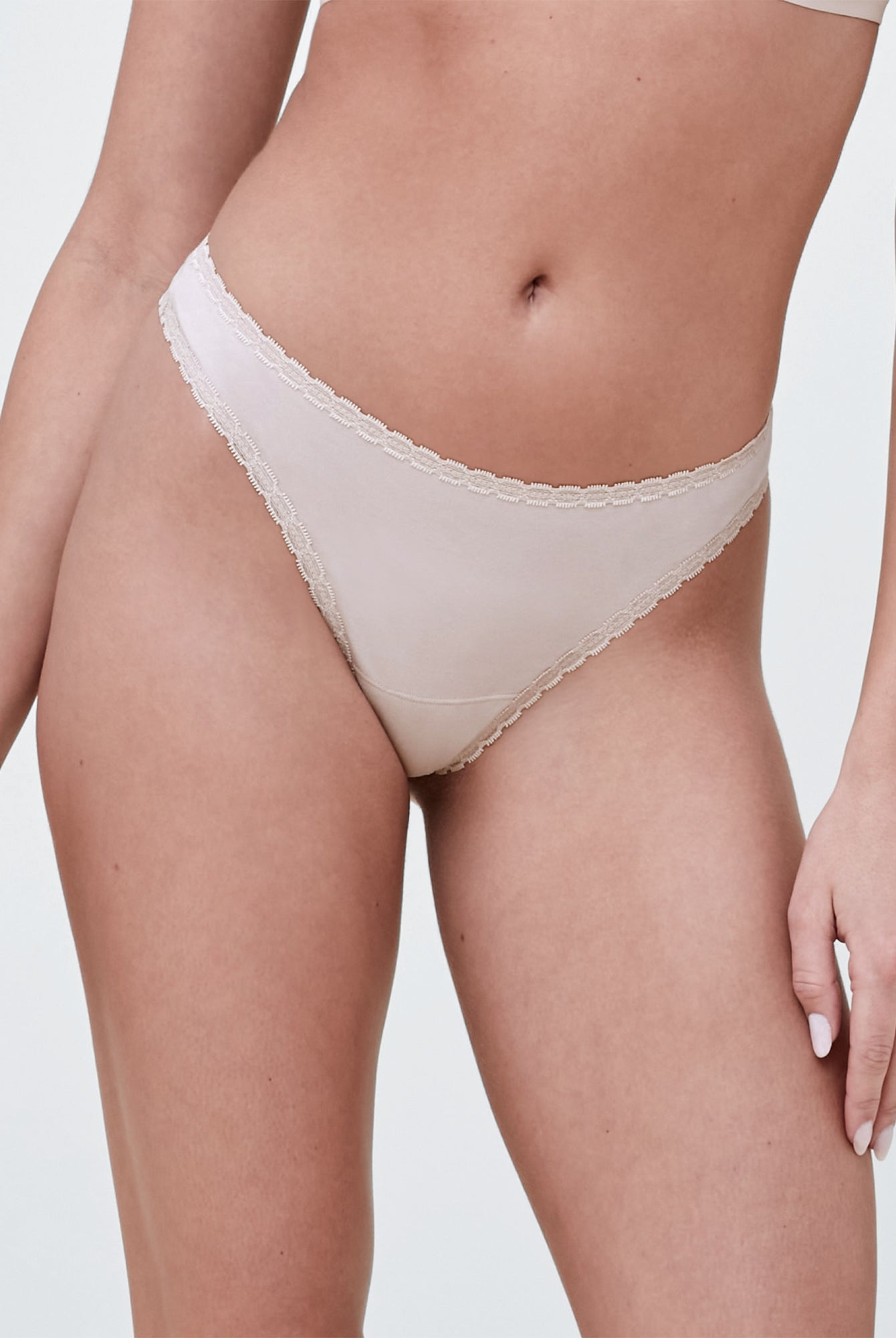 Adorned Cotton Thong Nude