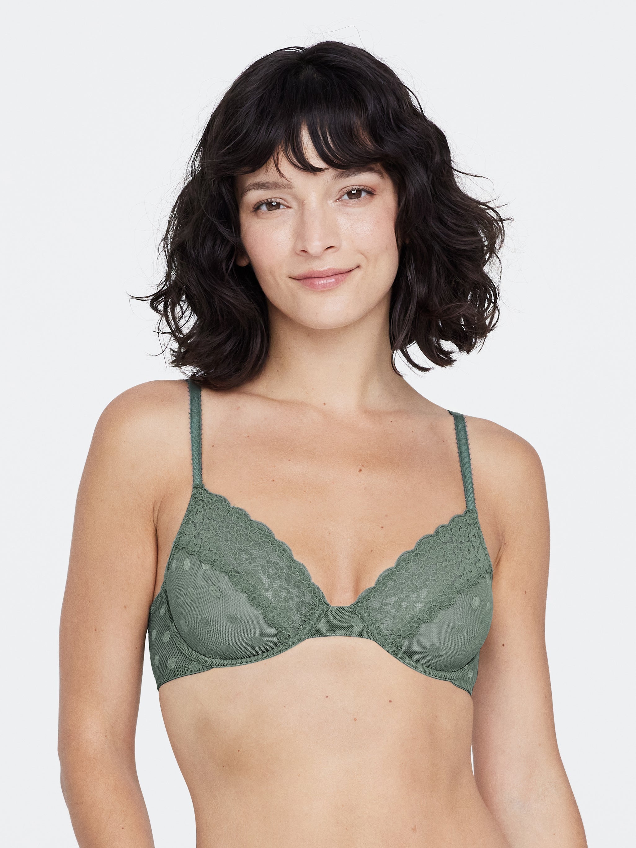 Dare Dot Plunge Unlined Bra - Olive
