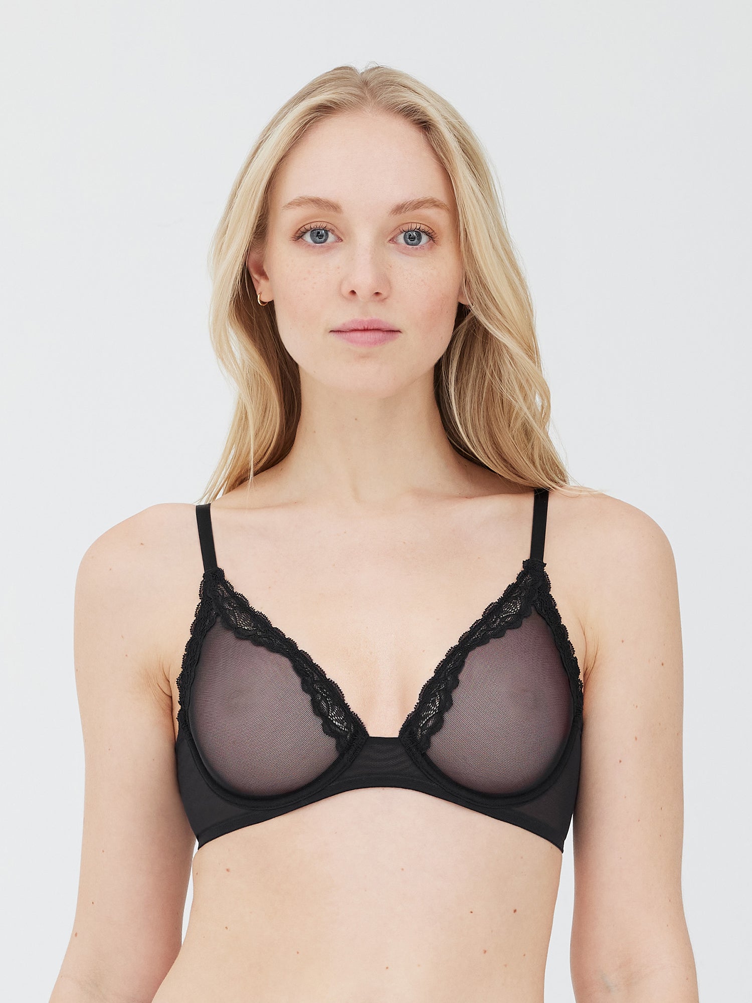 Women's underwear unlined underwire bras sexy mesh sheer triangle bralette unlined  bra top